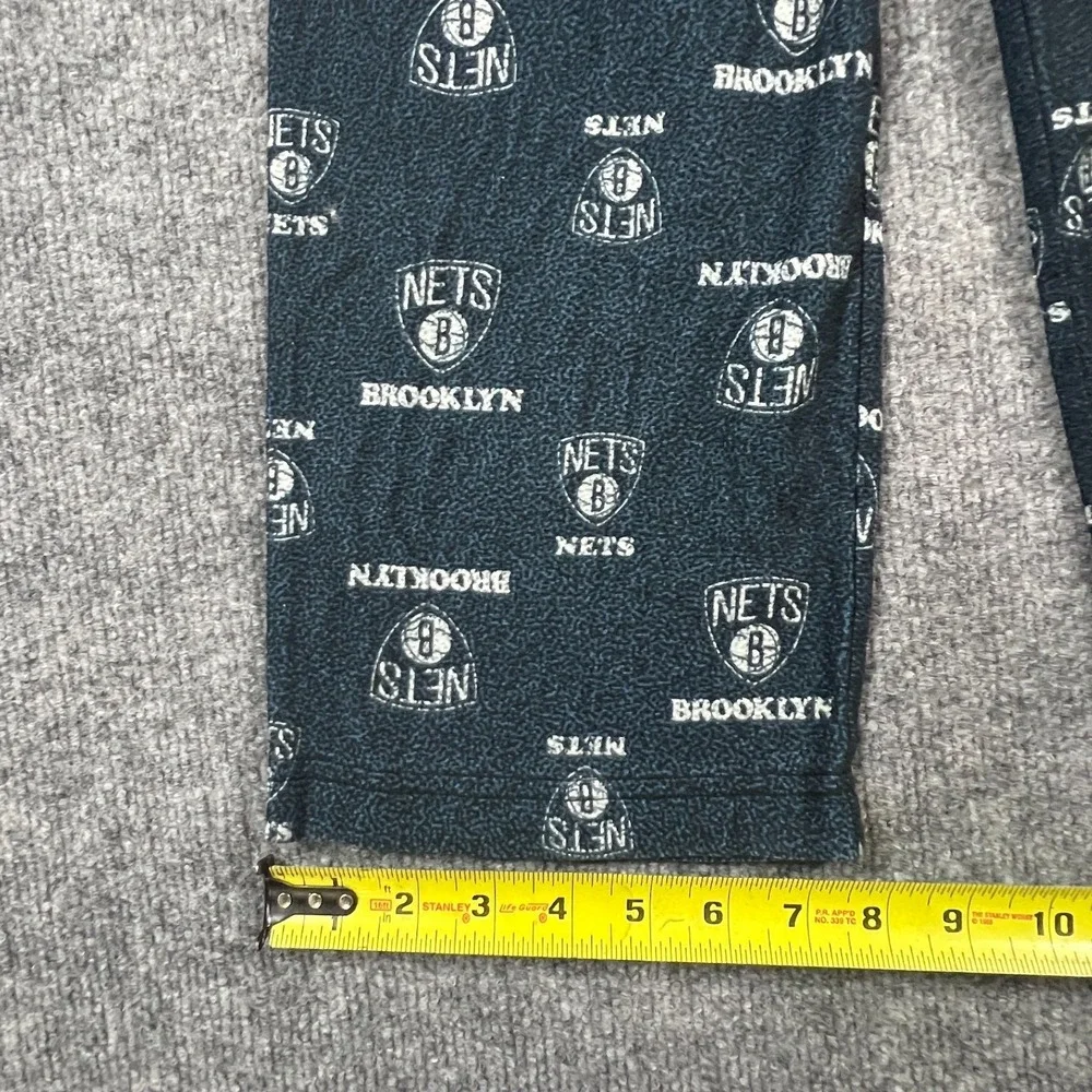 NBA Pajama Pants Boys Small Black Green Brooklyn Nets UNK All Over Print Pull On